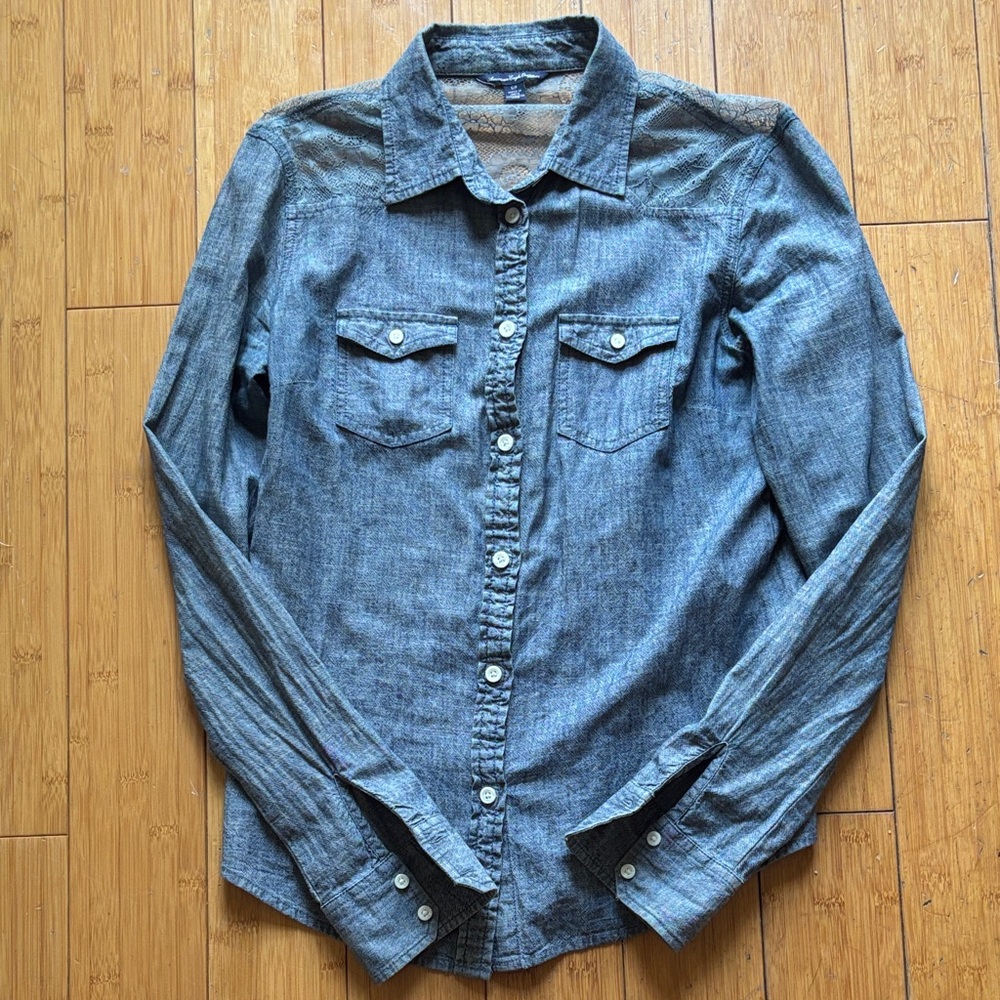 American Eagle Outfitters Blue Casual Button Down Shirt